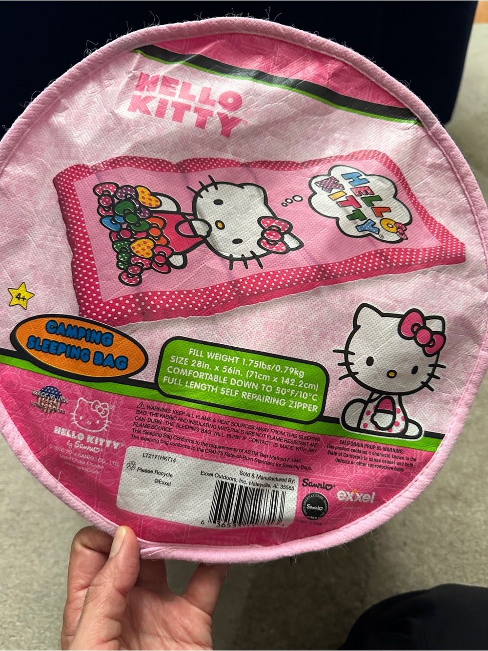 Hello Kitty Sleeping Bag, 28” x 56”